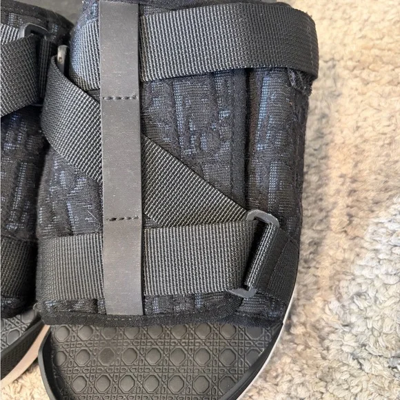 Dior Black Criss-Cross Slide Sandals is available for  display picture 1